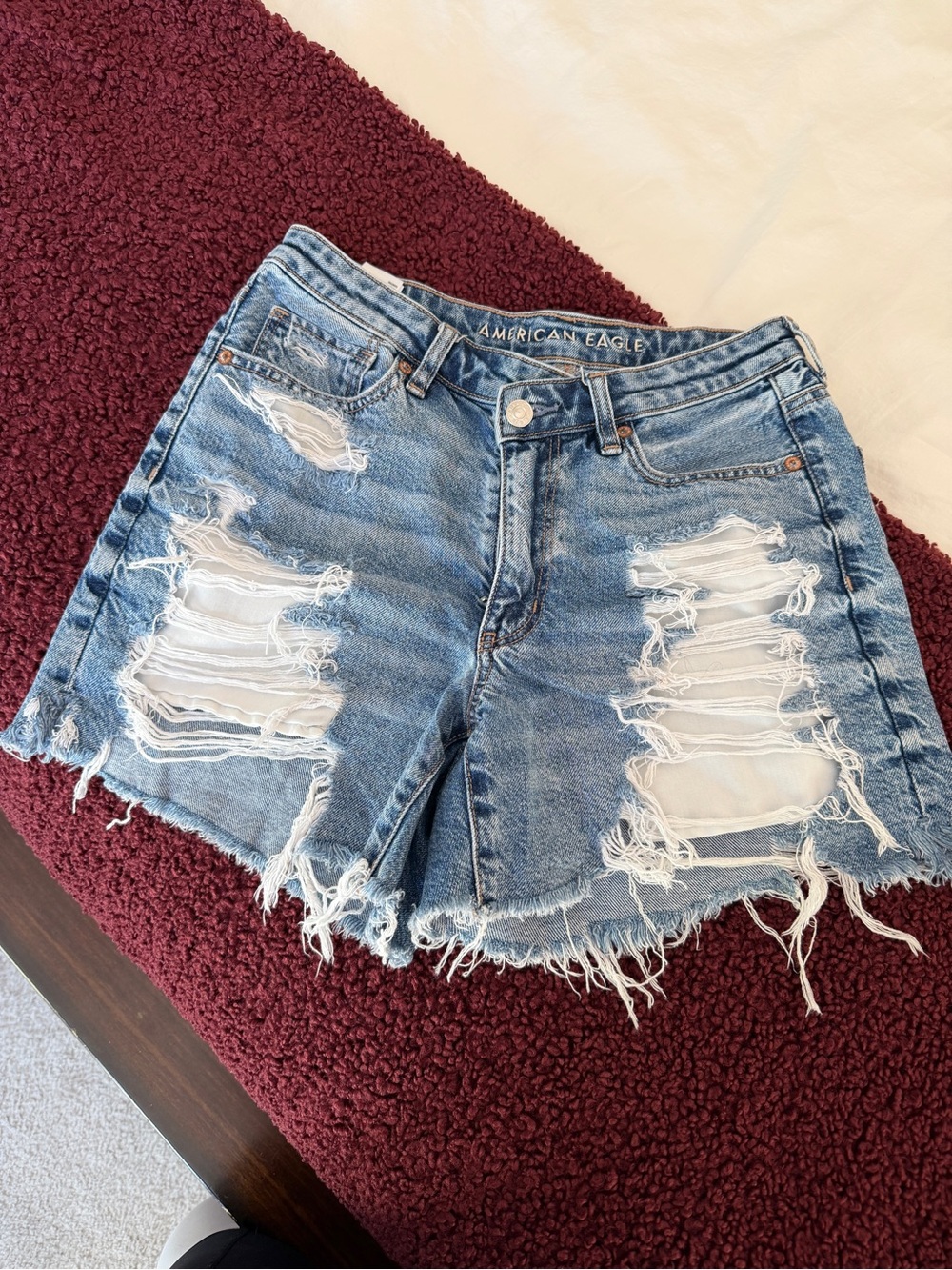 American Eagle Outfitters Light Blue Distressed Denim Cutoff Shorts